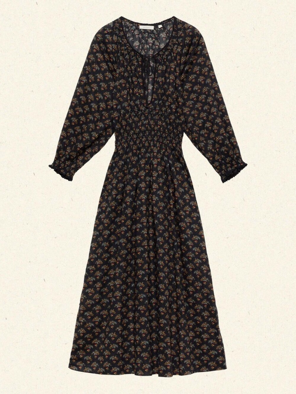 DOEN Delfina Smocked Midi Dress In Floral Print